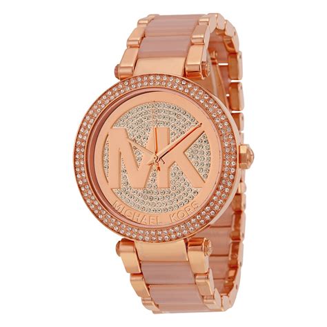 Michael Kors Parker Crystal Pave Logo Dial Ladies Watch MK6176